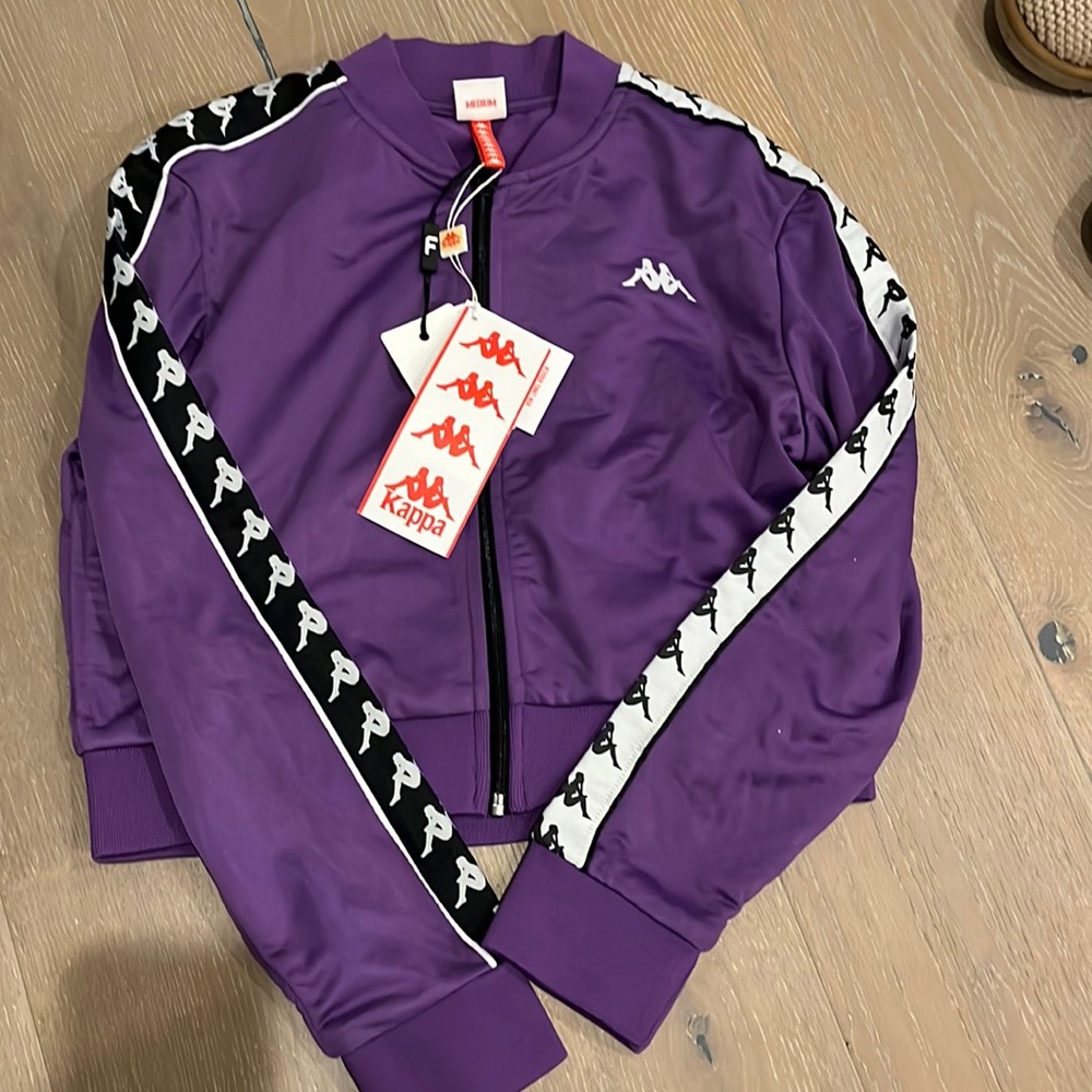 NWT kappa purple cropped zip up sweatshirt